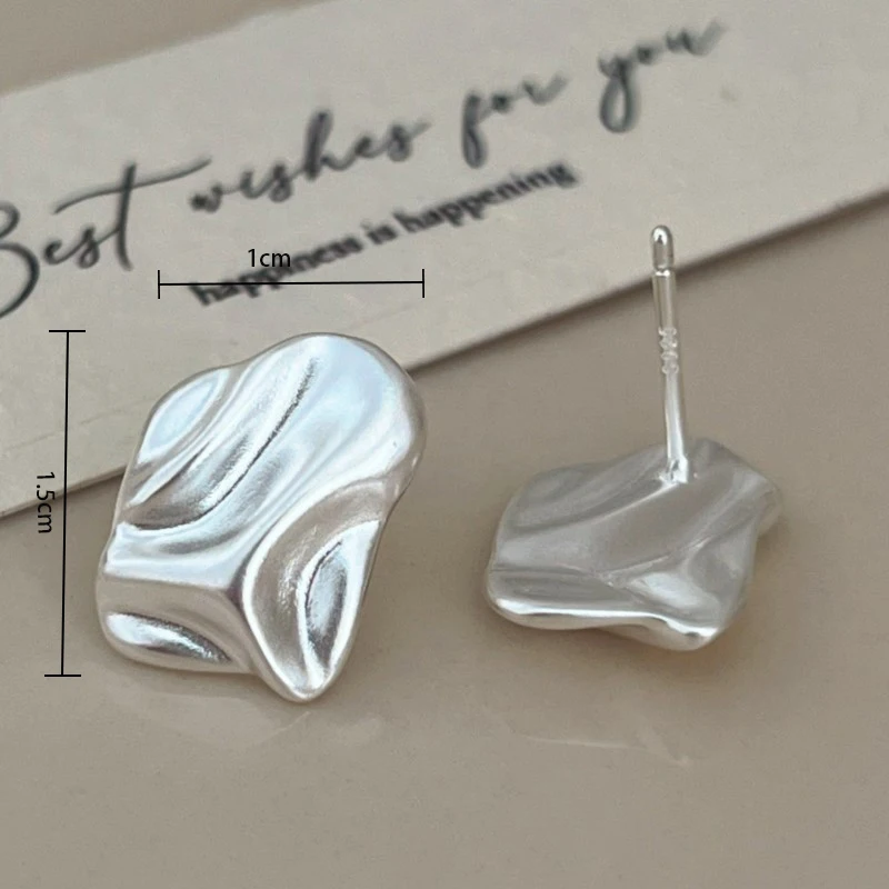 925 Sterling Silber Unregelmäßige Bolzen Ohrring für Frauen Vintage Geknitterte Zuckerguss Punk Rock Schmuck Party Geschenk Dropshipping – Detail 7