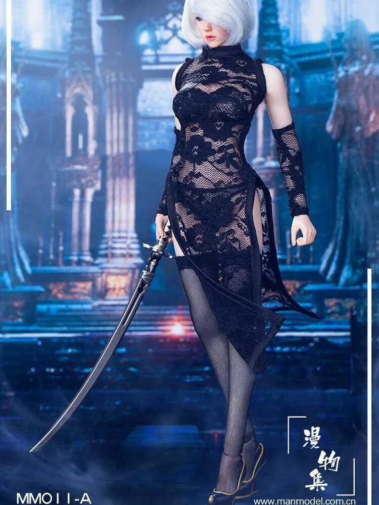 MM011 1/6 مقياس 2B شقيقة شيونغسام فستان الدانتيل ينغيرييس تخزين الملابس نموذج ل 12 ''أنثى الجندي عمل الشكل دمى الجسم #6