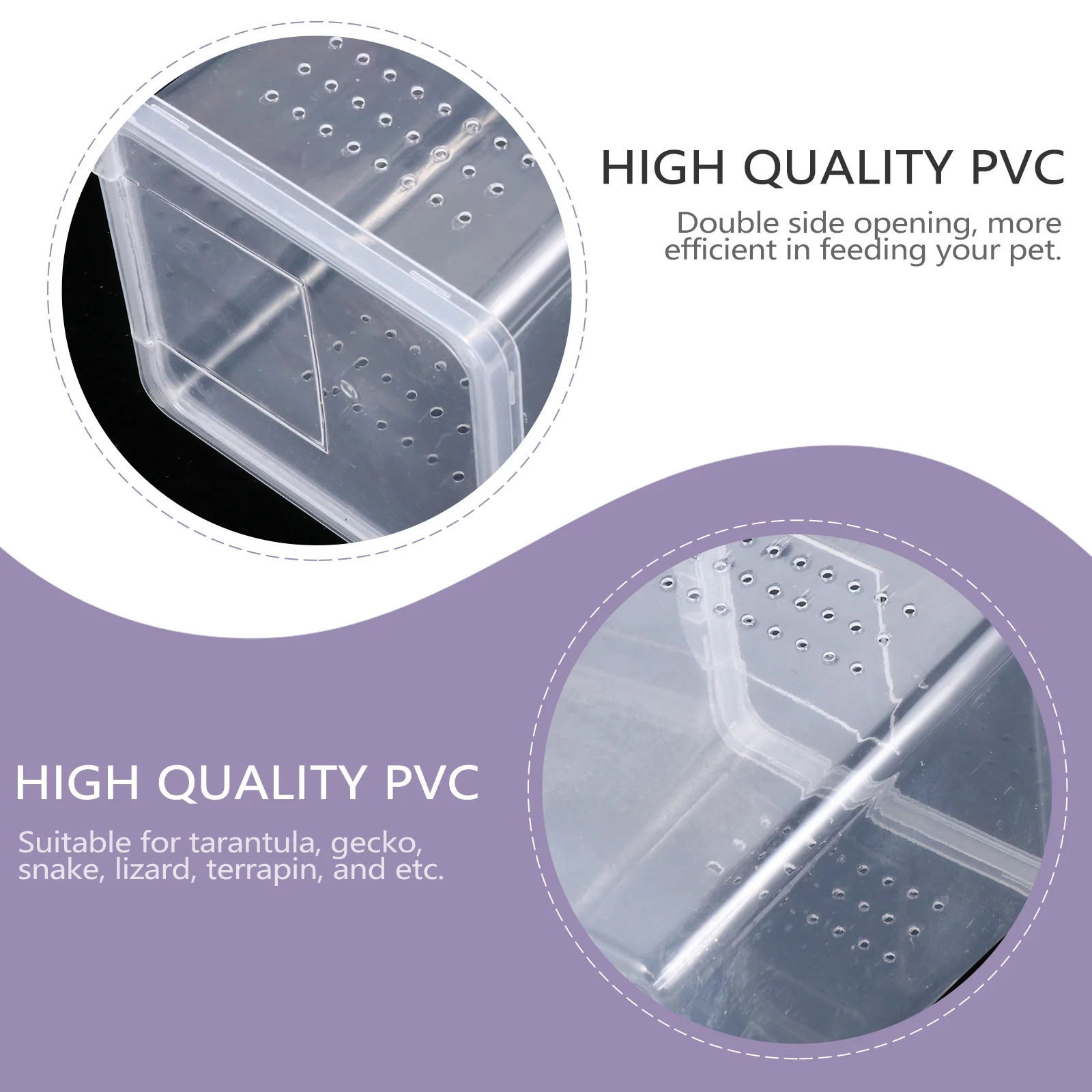 2 قطعة مجموعة صناديق تربية الزواحف شفافة عالية مادة PP فتحة مزدوجة الجانب لتغذية التفريخ عش تررم الموئل