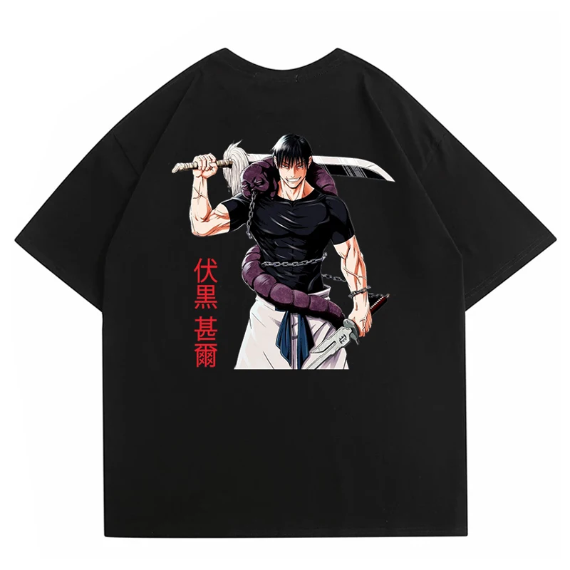 Ropa de Anime japonés para hombre y mujer, Fushiguro Toji Camiseta con estampado de dibujos animados, camiseta de gran tamaño a la moda, camiseta de