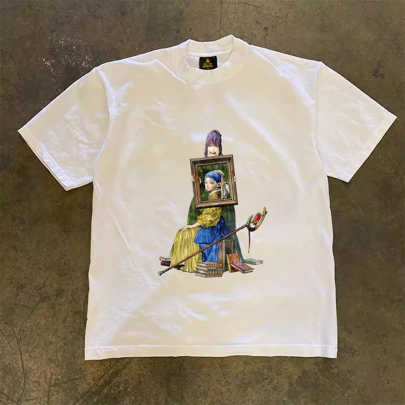 Loose Fit Cotton T-Shirt Unisex Short Sleeve Double Thread UPUPXIA Hero Print Sweat Absorbent round Neck Casual Summer Top