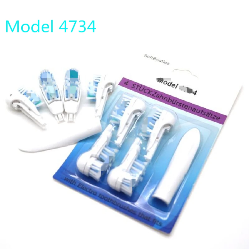 4 Uds 4734 modelo batería cuidado bucal diario cabezal de cepillo de dientes cerdas suaves reemplazo para Oral B doble limpieza cabezales de cepillo completos