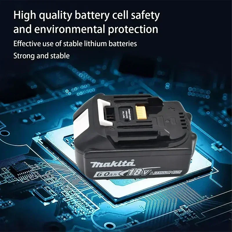 100% Original 6.0Ah 18V rechargeable 18650 Battery  Makita Replace battery BL150B BL1860B BL1850 BL1860 with Charger 18Volt