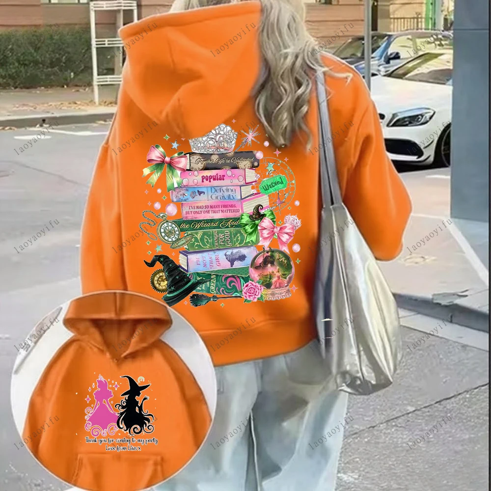 سترة شريرة بقلنسوة لخريف/شتاء 2025 للنساء على الوجهين مطبوعة بقلنسوة ملابس كلاسيكية بلوفرات غير رسمية بغطاء للرأس للنساء