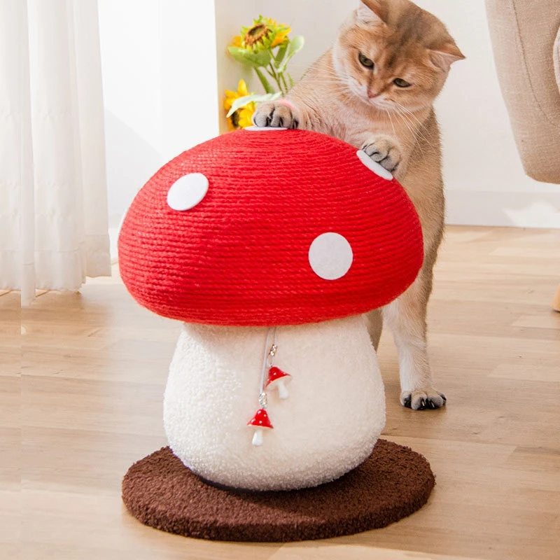 

Red Mushroom Cat Tree Sisal Cat Scratching Post Grinding Claw Toy Wear-Resistant Scratch-Resistant Furniture Protection Supplies