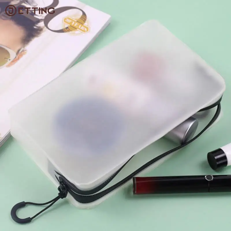 Waterproof TPU Portable Double Zipper Large Capacity Toiletry Bags Cosmetic Transparent Travel Organizer Fashion Wash Makeup Bag