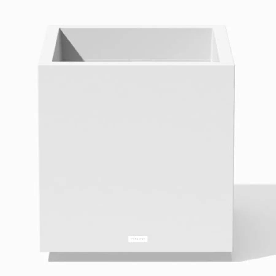 

Block Series Cube Plastic Planter for Indoor/Outdoor Patio or Garden Large Square Modern Decor in Gray Durable All-Weather Poly