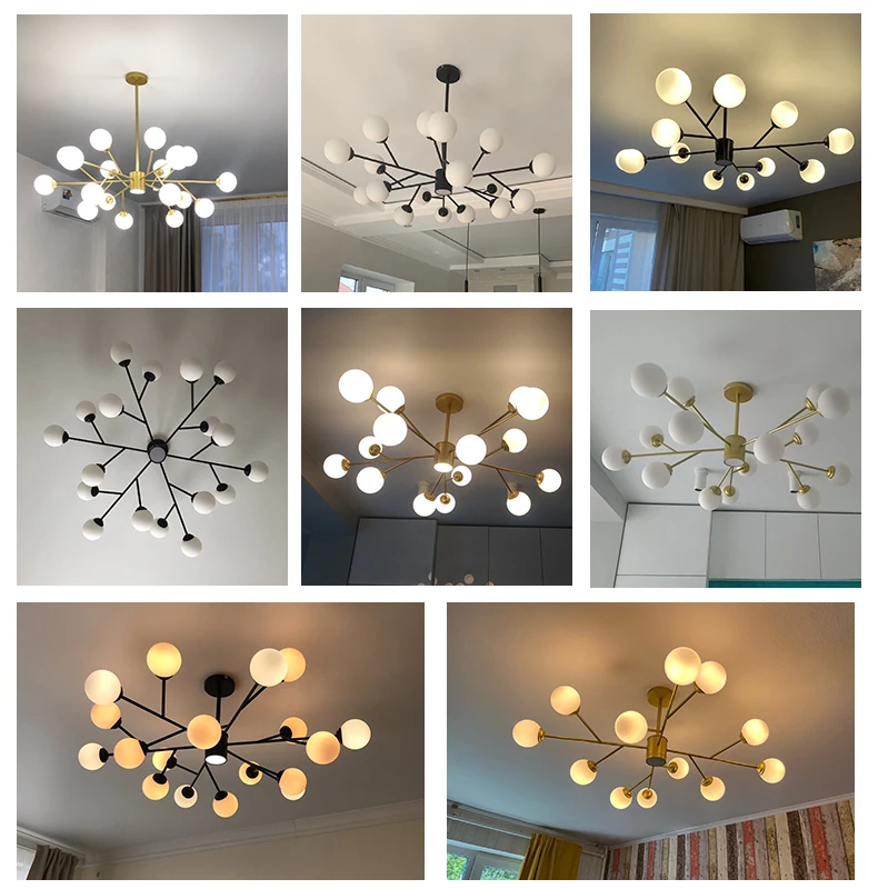 Creative Led Chandeliers Golden Black Nordic Modern Living Room Bedroom G9 Lights Indoor Home Decor Lighting Lamps Without Bulbs