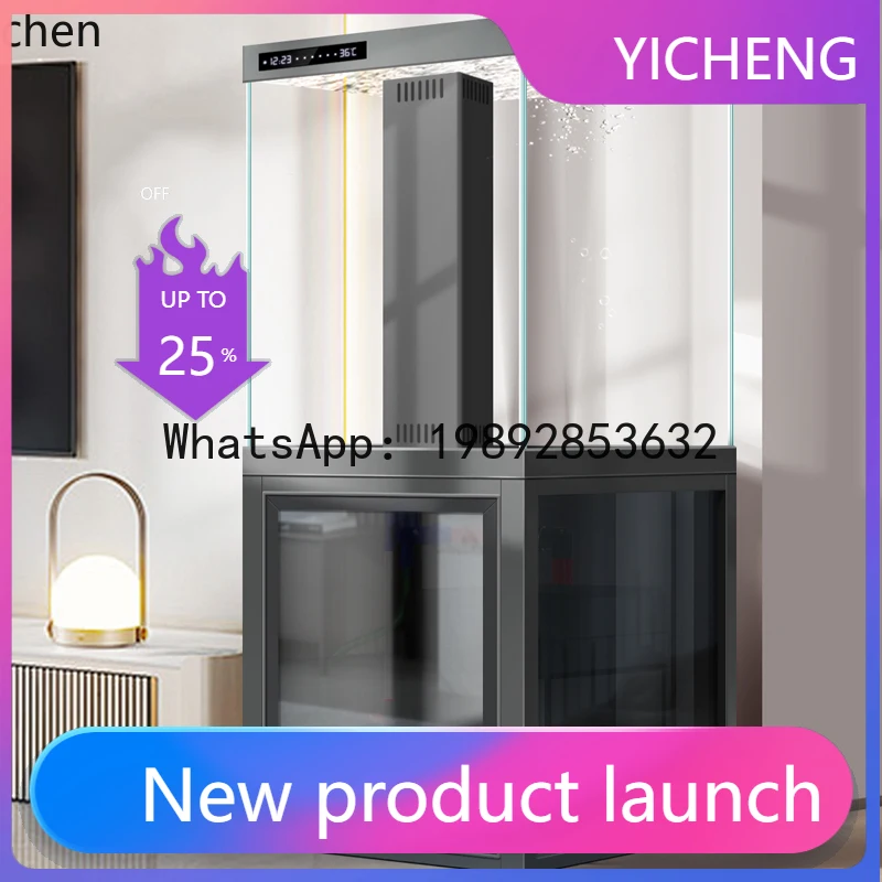 

F1 вертикальный аквариум для небольшой гостиной, бытовой нижний фильтр, безводный умный аквариум от пола до стены