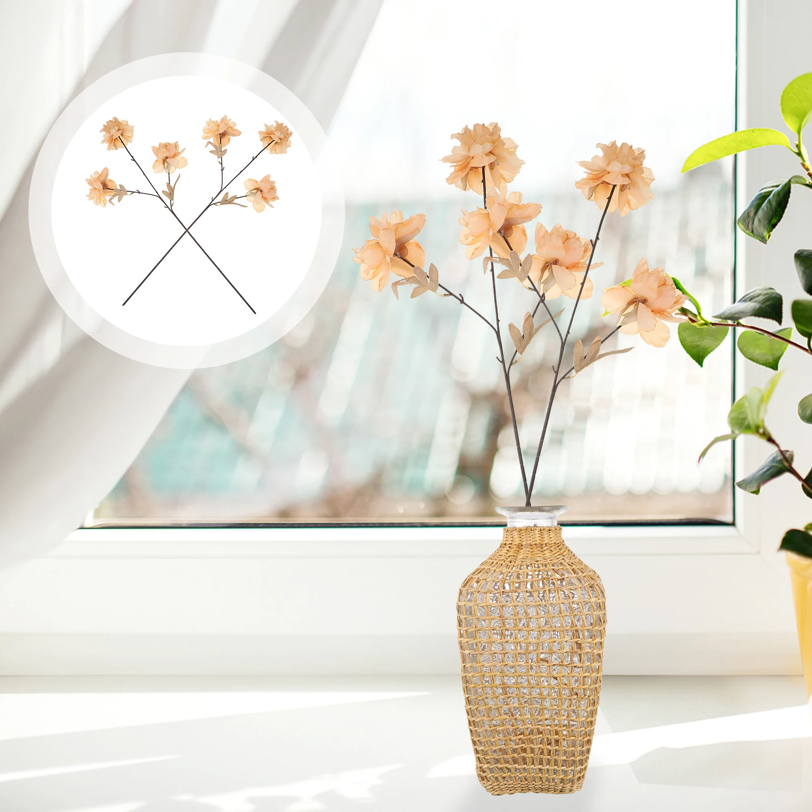 

2 Pcs Wedding Decorations Fake Flowers Arrangement Orange Silk Artificial Bride