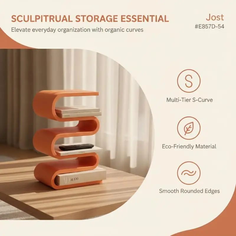 1Pcs S-Shaped 3D Printed Book Stand Modern Sculptural Desktop Bookshelf for Desk Book Organizer Home Decor