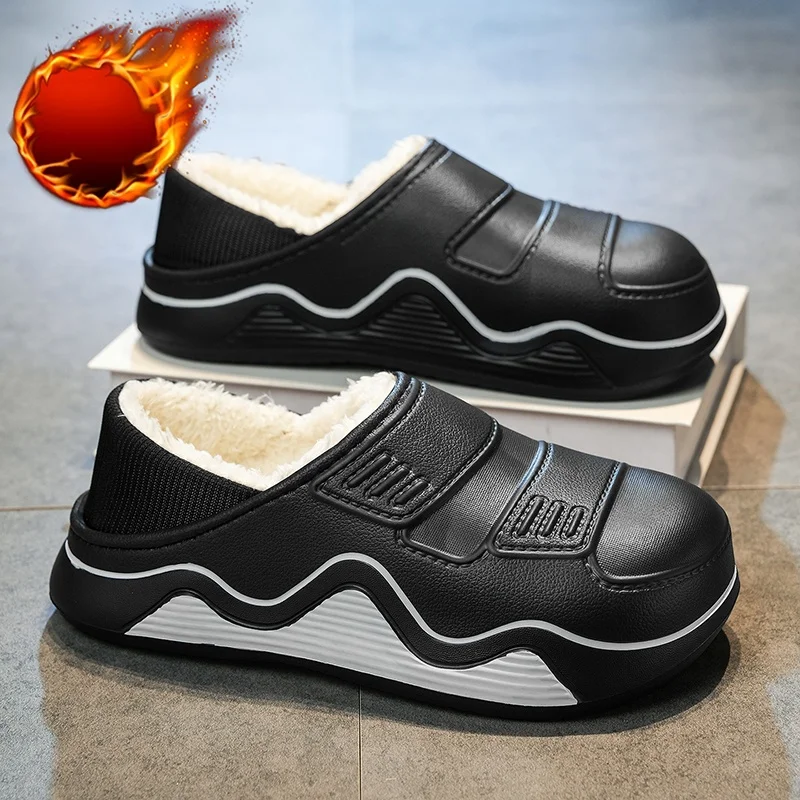 winter Thicken Warm Unisex half slippers Lightweight Non-slip House Home Plush Cotton Slippers Cold proof Men Women Cotton Shoes