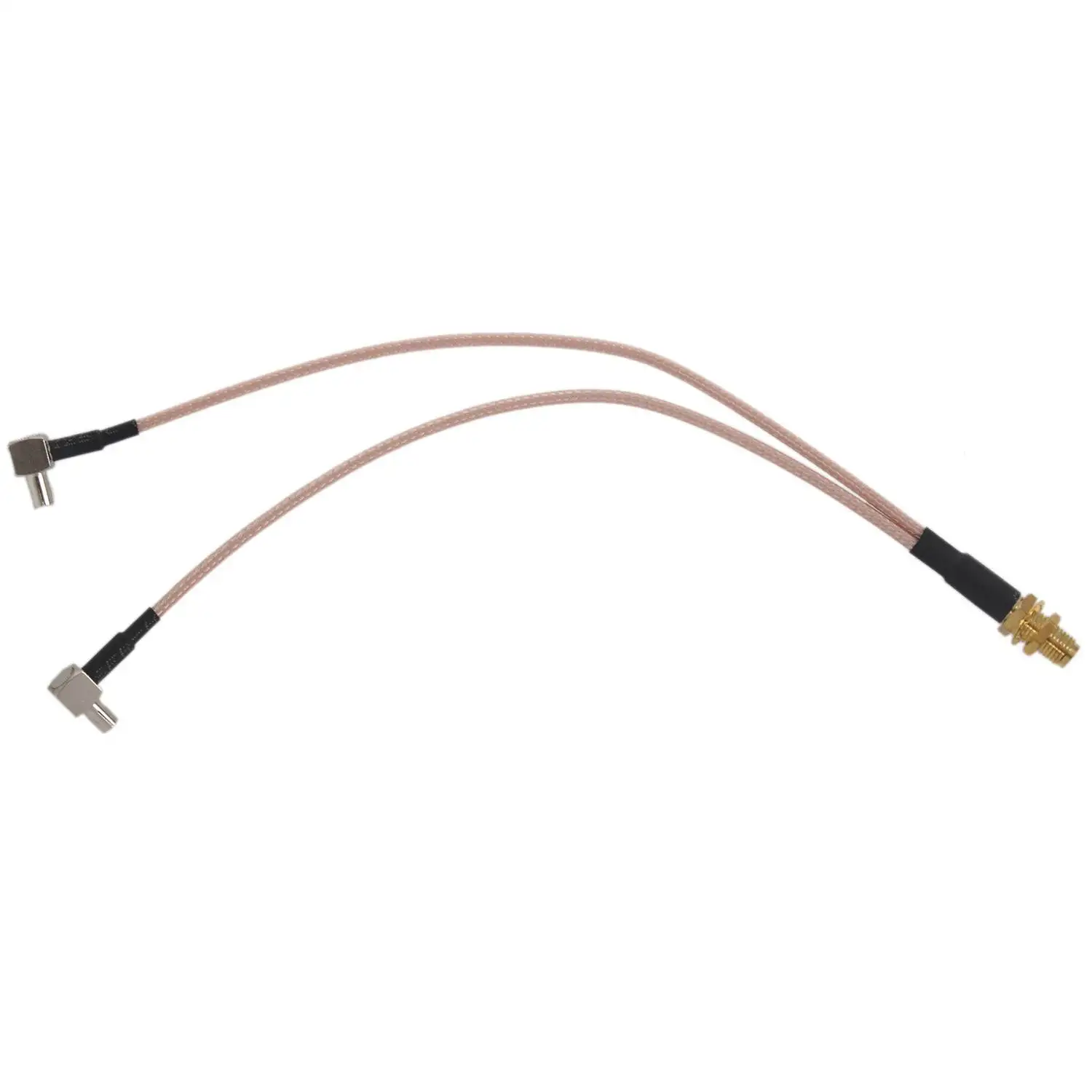 8 inci SMA perempuan Ke Y tipe 2 X TS9 sudut laki-laki konektor Splitter Combiner kabel, emas & perak