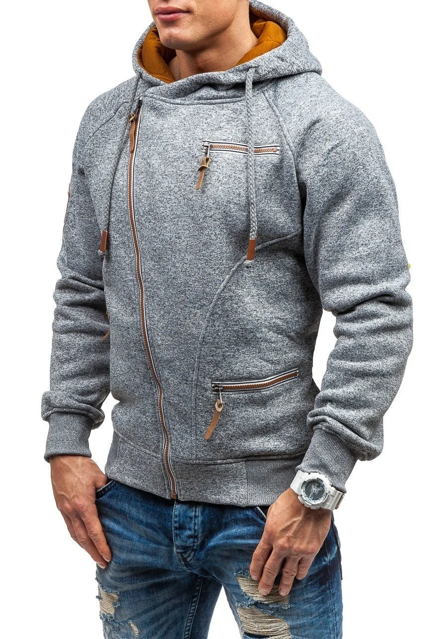 

New Men's Hooded Sweater Personalized Side Zip Sweater