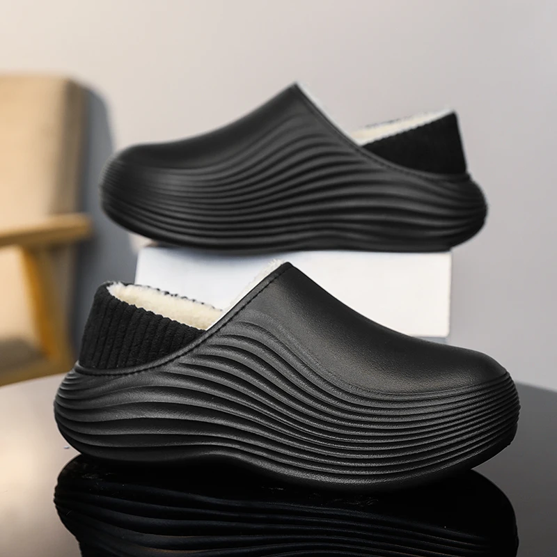 

Fashion Winter Men's Warm Slippers Cotton Slippers Outdoor Indoor Men Warm Shoes Non-slip Male Home Bedroom Plush Warm Slippers