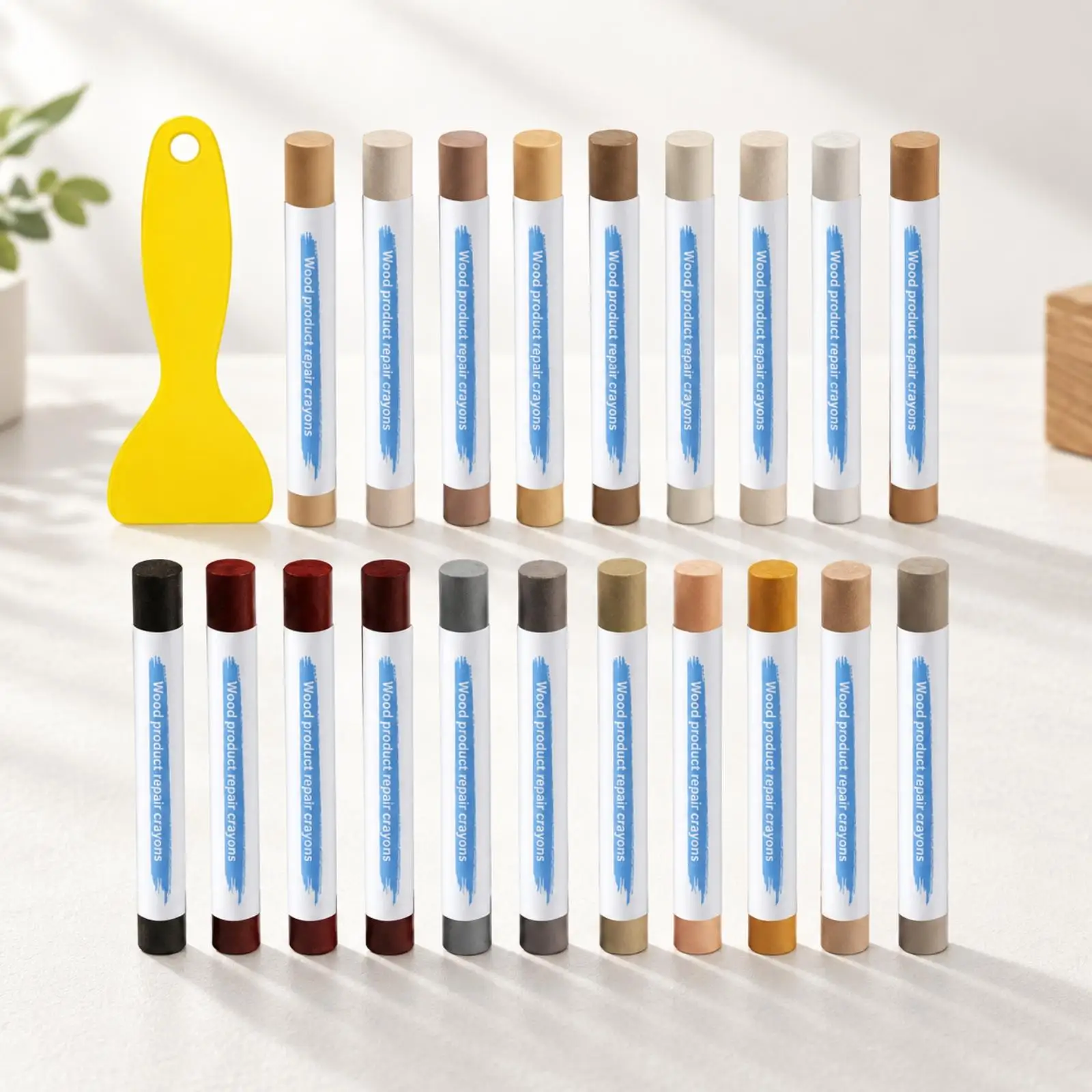 Wax Crayon Wood Scratch Filler Kit Multi Shade for Door Trim Repair Touch Up Pen with Storage Box