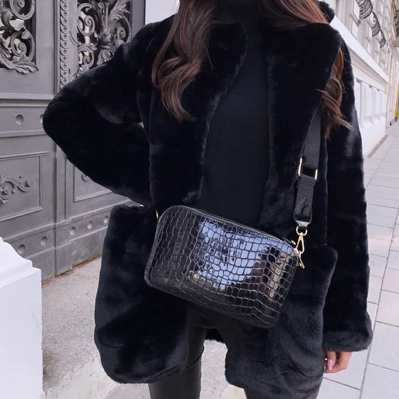 New Warm Faux Fur Coat Women Coats Thick Women Medium-Long Overcoat Turn Down Collar Winter Women Warm Jackets Casaco Jacket