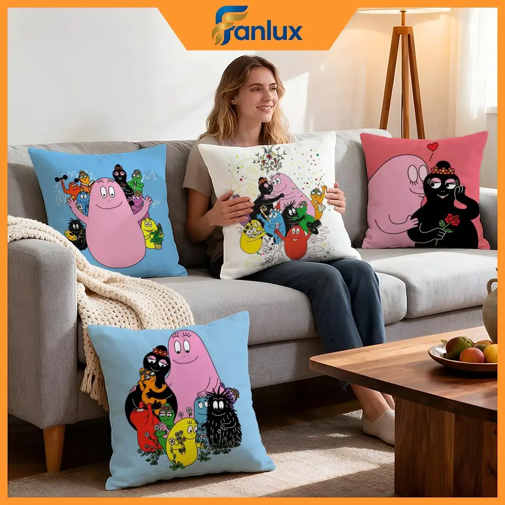 Cartoon Barbapapa Cushion Cover 4Pcs Decorative Covers Soft Cushion Case for Sofa Couch Decor 40x40 45x45 Pillowcases