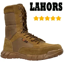 LAHORS-Botas táticas super leves para homens, sapatos respiráveis com zíper, treinamento de combate com renda, impermeável, caminhada ao ar livre