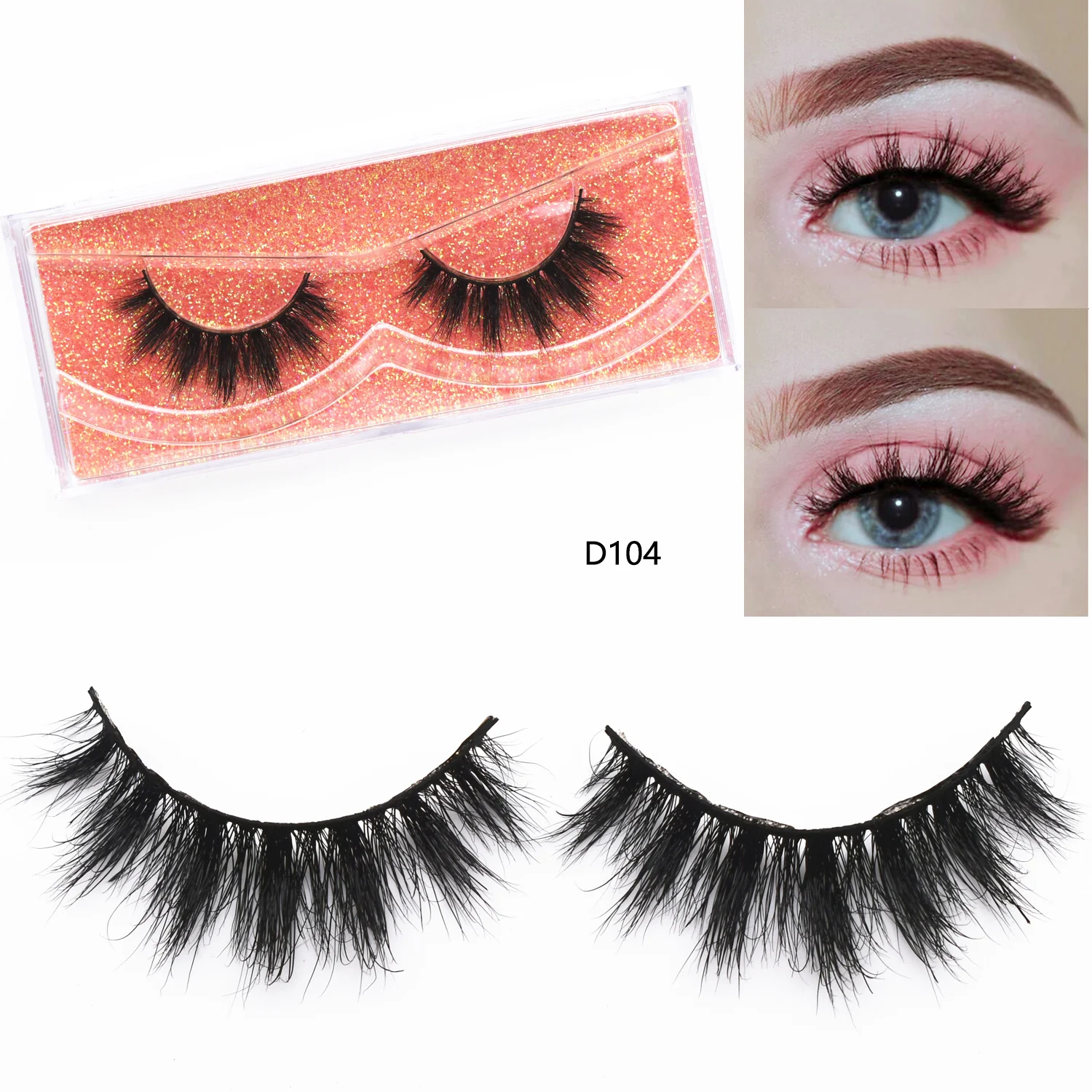 3D Mink Lashes Fluttery 3D Mink Lash Baby Doll Look Makeup Mink False Eyelash Round Shape 15mm Wispy Natural Eyelashes Full Lash