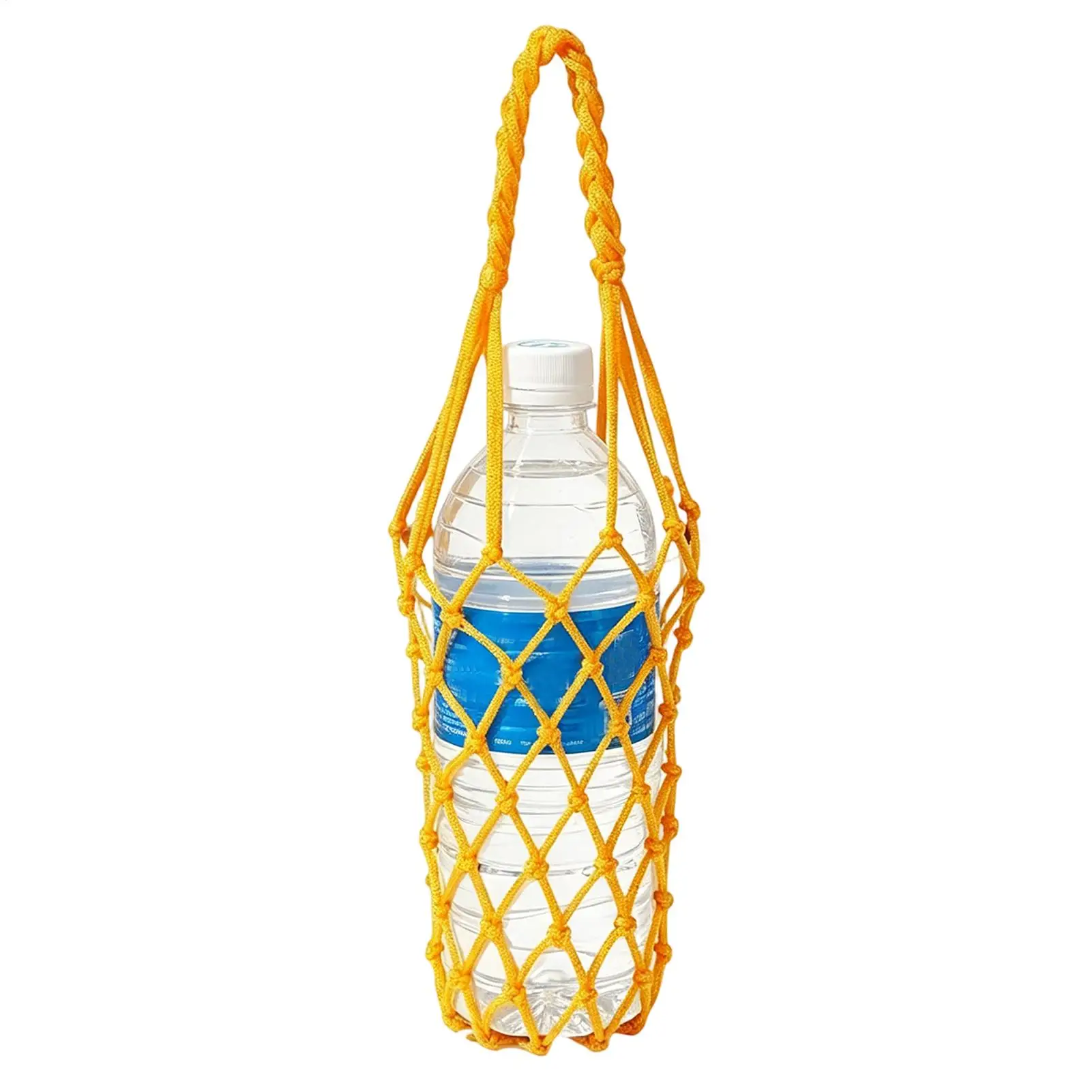 Water Bottle Bag Hand Woven Mesh Bag Reusable Hollow Out Water Cup Bag Handheld Kettle Bag  for Camping Hiking Picnic Travel
