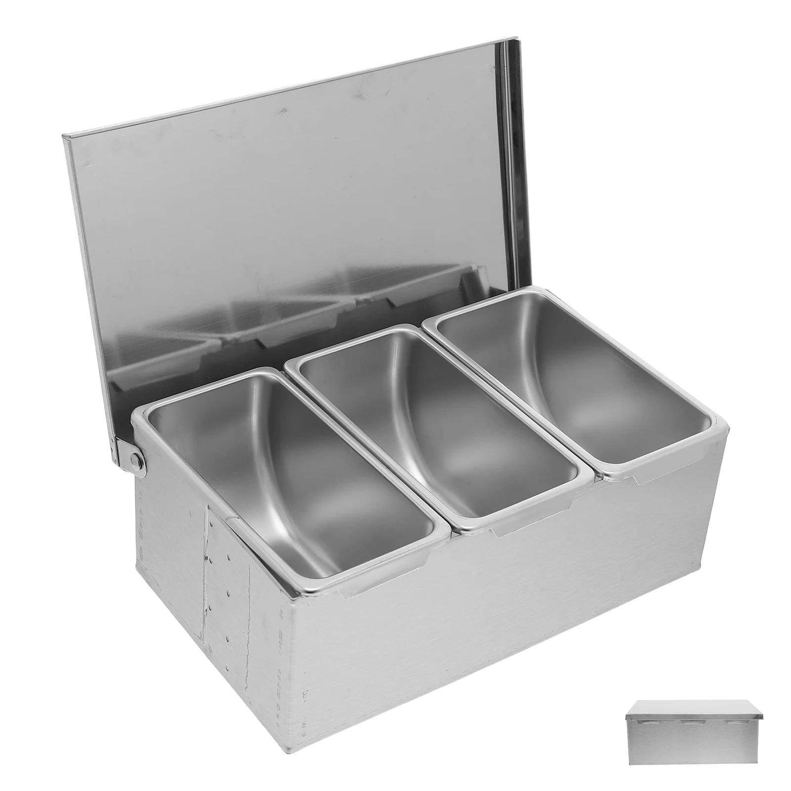 

Seasoning Box Stainless Steel 3-Compartment Spice Jar with Lid Spoon for Kitchen Salt Sugar Sauces Storage Handy Condiment