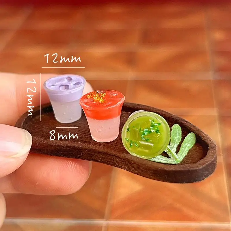 2 Piezas de Mesa de Postres en Miniatura, Modelo de Exhibición de Bebidas para Casa de Muñecas, Serie de Agua de Coco, Bebidas con Sabor, Accesorios para Casa de Muñecas