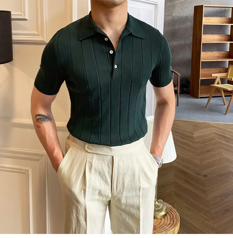 Striped Polo Shirt Men's Short Sleeve Summer Breathable Polo Business Fashion Casual Trend Polo Men Shirt Camisa Masculina Polo