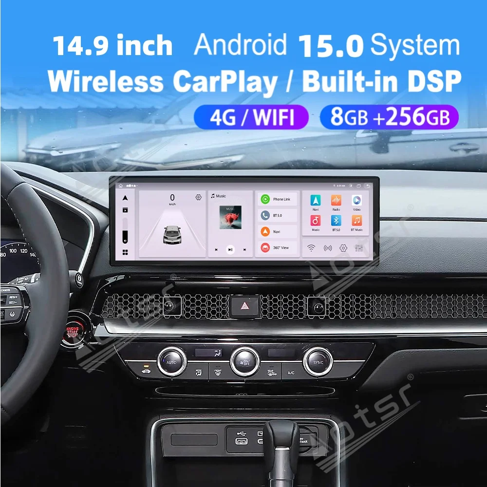 14.9 Inch Android Car Multimedia Automotive For Honda CRV 2023 2024 2025 Carplay Auto GPS Navigation Car Radio Stereo Head Unit