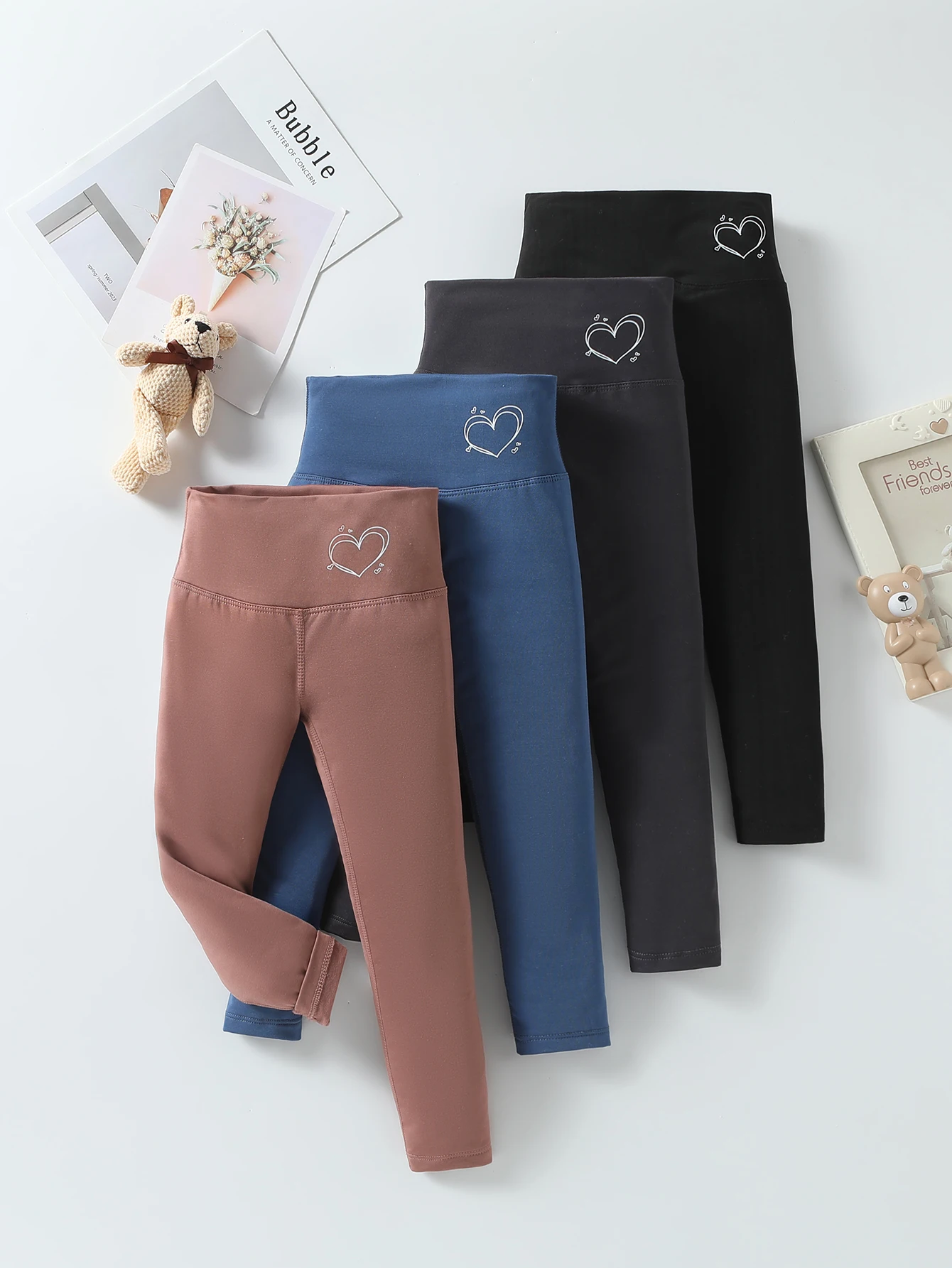 

1/3/4 Piece Set Of Girls' Autumn High Waisted Leggings Fashionable And Caring Elastic Multi-color Shark Pants Sports Yoga Pants