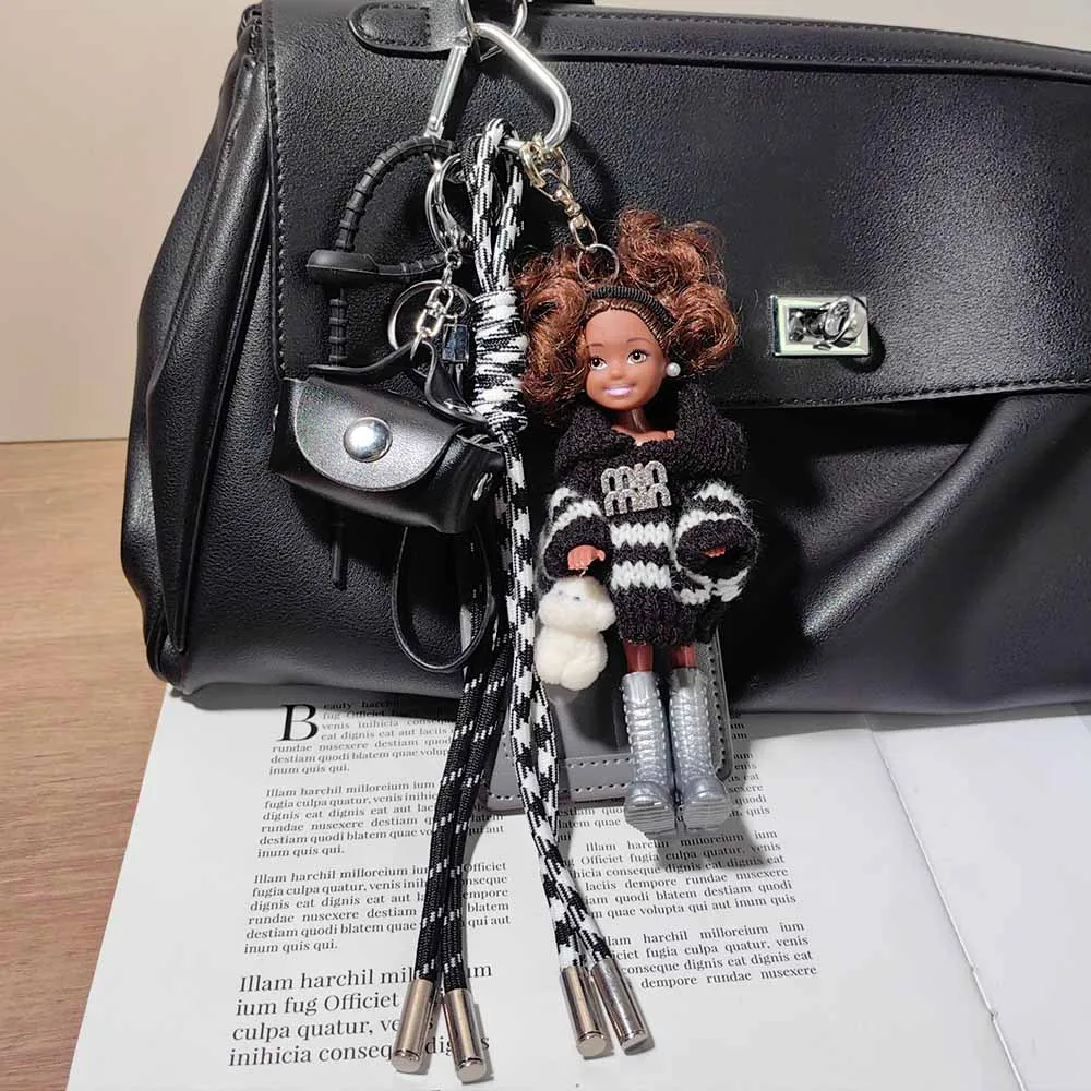 

Aixiaokaili Black Doll Pendant Fan Card Holder Miu Style Girls Bag Charm Celebrity Pursuit Work ID Card Case