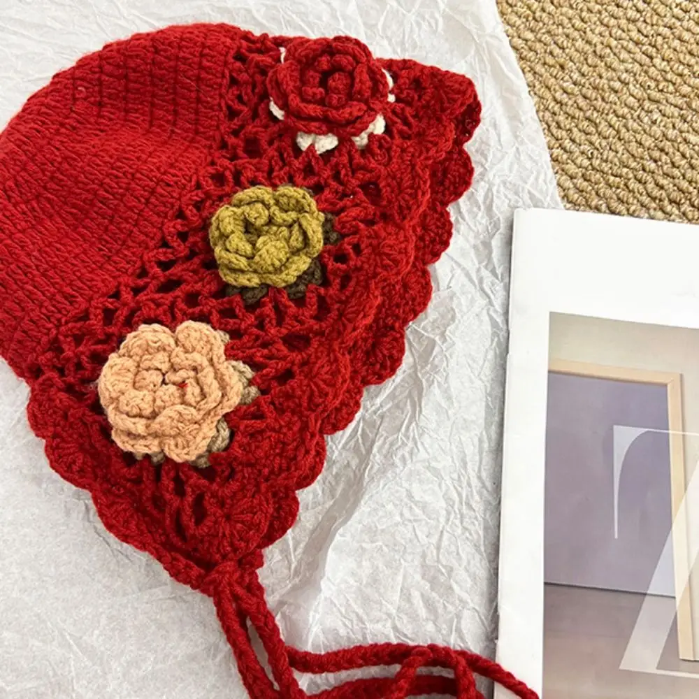 Вязаная шапка крючком в стиле ретро с кисточками, ажурные шапочки с кисточками в богемном стиле, ручная работа, корейская шляпа в этническом стиле, аксессуары для одежды