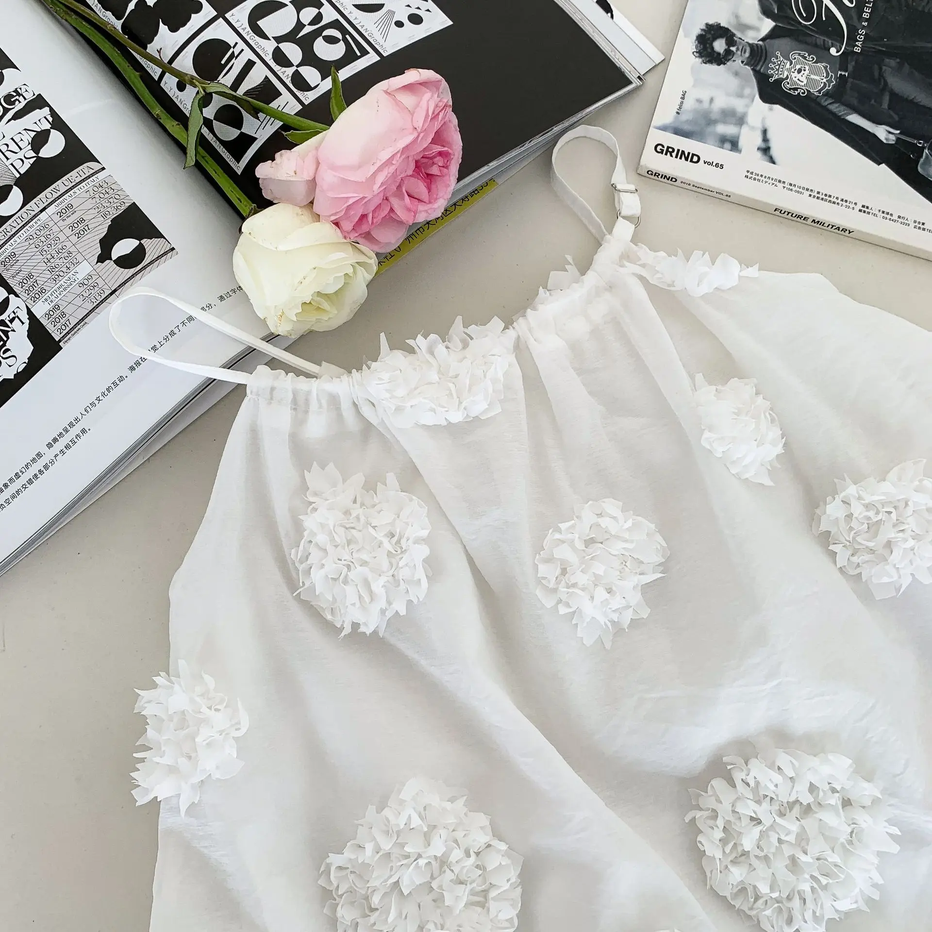 กระโปรงเด็กผู้หญิง 2025 ฤดูร้อนเสื้อผ้าเด็กใหม่สไตล์เกาหลีเด็กผู้หญิงสามมิติดอกไม้ชุดลําลองเรียบง่ายทุกวัน