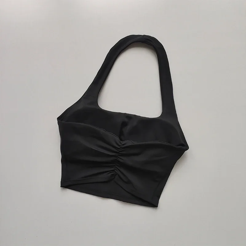 Sommer Neu Sexy Neckholder mit Brustpolstern, Sport-BH mit schönem Rücken, Damen Leichter Luxus Mode, Einzigartiger Plissierter Sport-BH – Detail 9