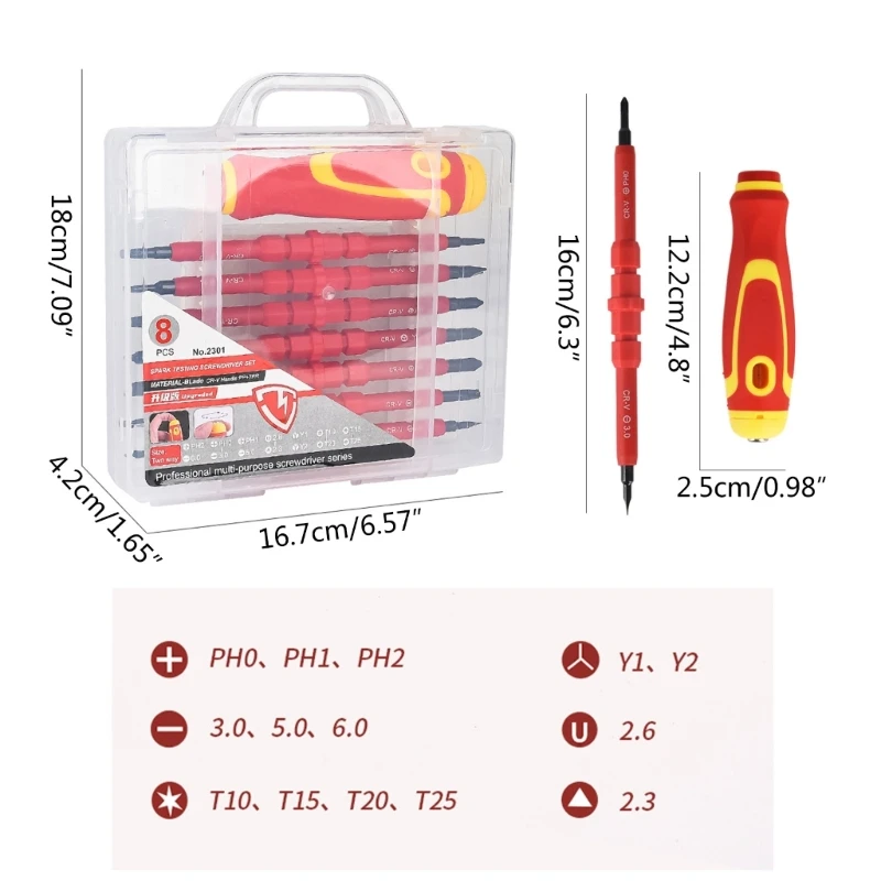 15-In-1 Electrician Insulated Screwdriver,Precisions Electrician Screwdriver