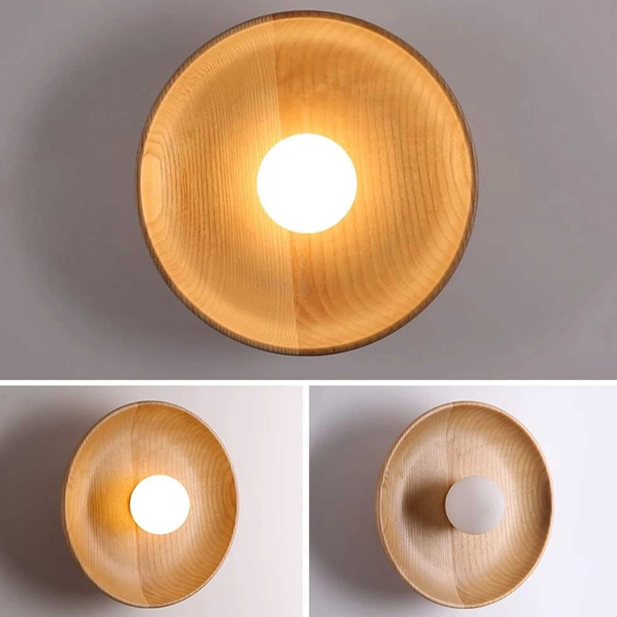 Nature Wood Wall Lamp Vintage Round LED Indoor Lighting Bedroom Bedside Living Room Hallway Wall Light Home Decorative