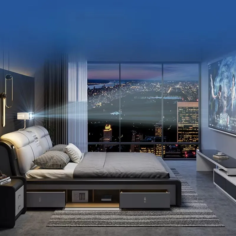 

King Size Double Bed Frame Aesthetic Multifonction Wood Double Twin Bed Frame Princess Leather Camas Matrimonial Home Furniture