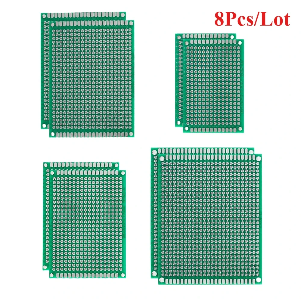 

4 Sizes Universal PCB Prototype Circuit Board 4x6/5x7/6x8/7x9cm Double sided PCB Protoboard green for Soldering Project