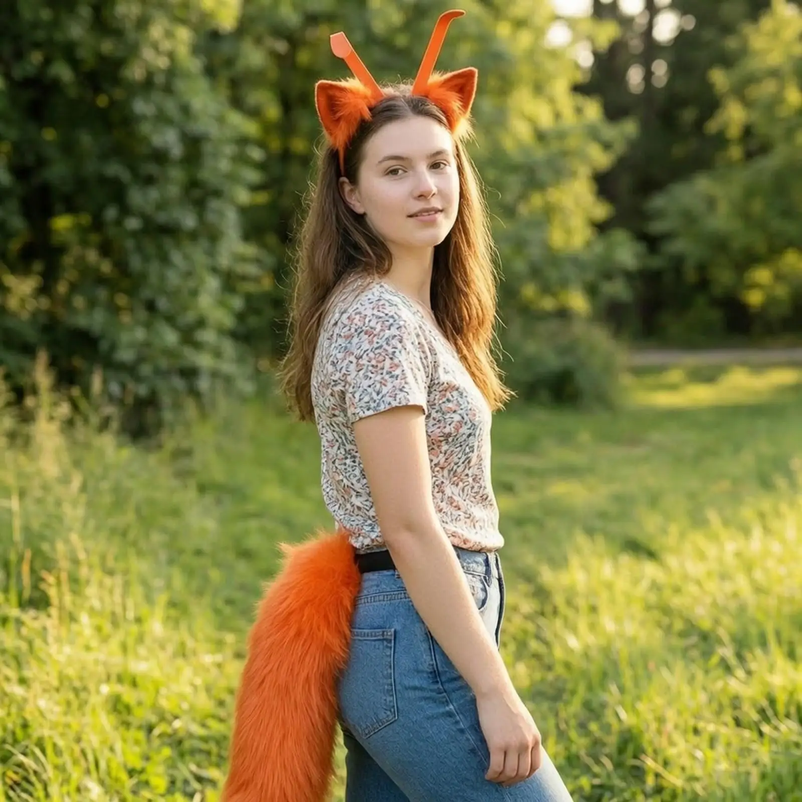 Animal Ears Headband and Tail Set | Soft soft-fiber Texture, Adjustable Waist Strap, Animal Ears and Tail Set, for Cosplay
