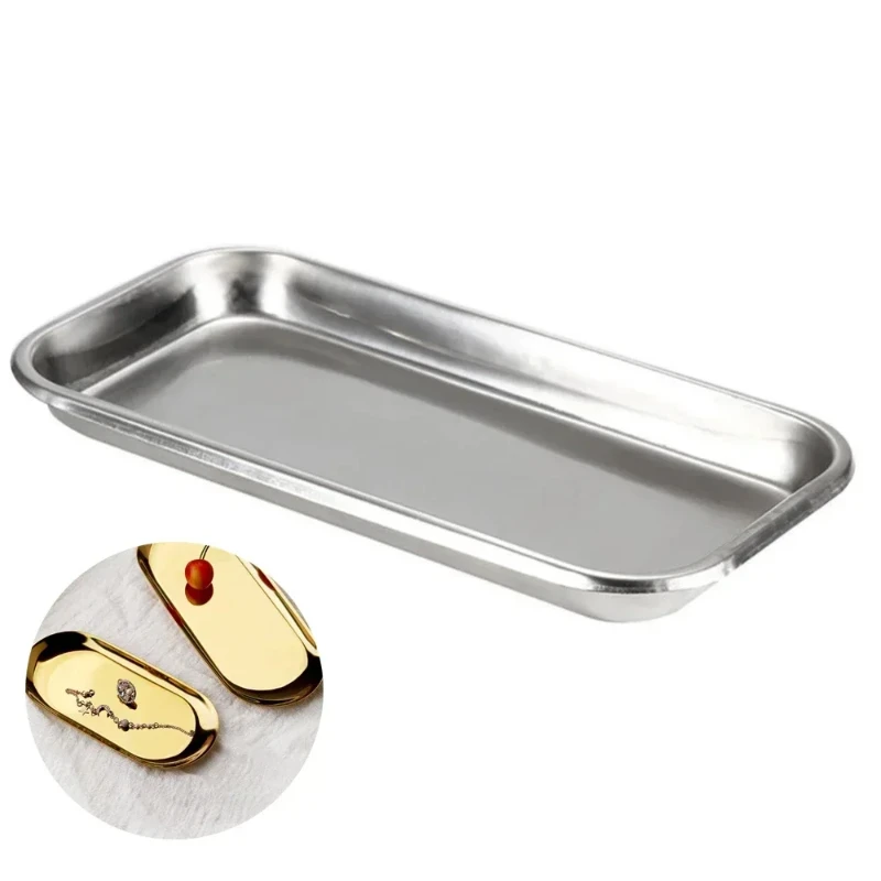 1Pcs Stainless Steel Cosmetic Storage Tray Nail Art Equipment Plate Doctor Surgical Dental Tray False Nails Dish Tools