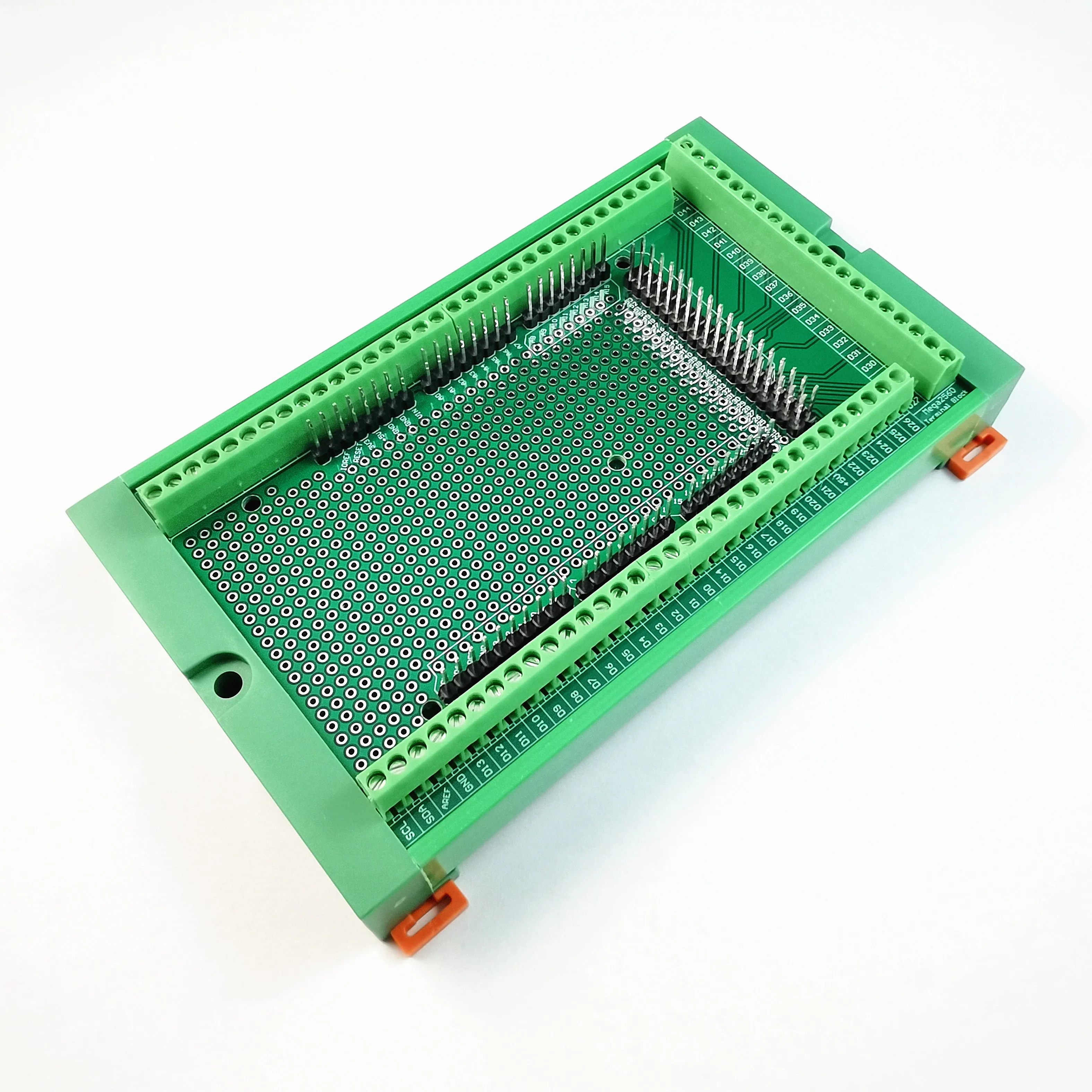 Adaptador do bloco terminal do parafuso da montagem do trilho do RUÍDO, módulo de expansão industrial do PLC MEGA-2560 R3, versão KF350