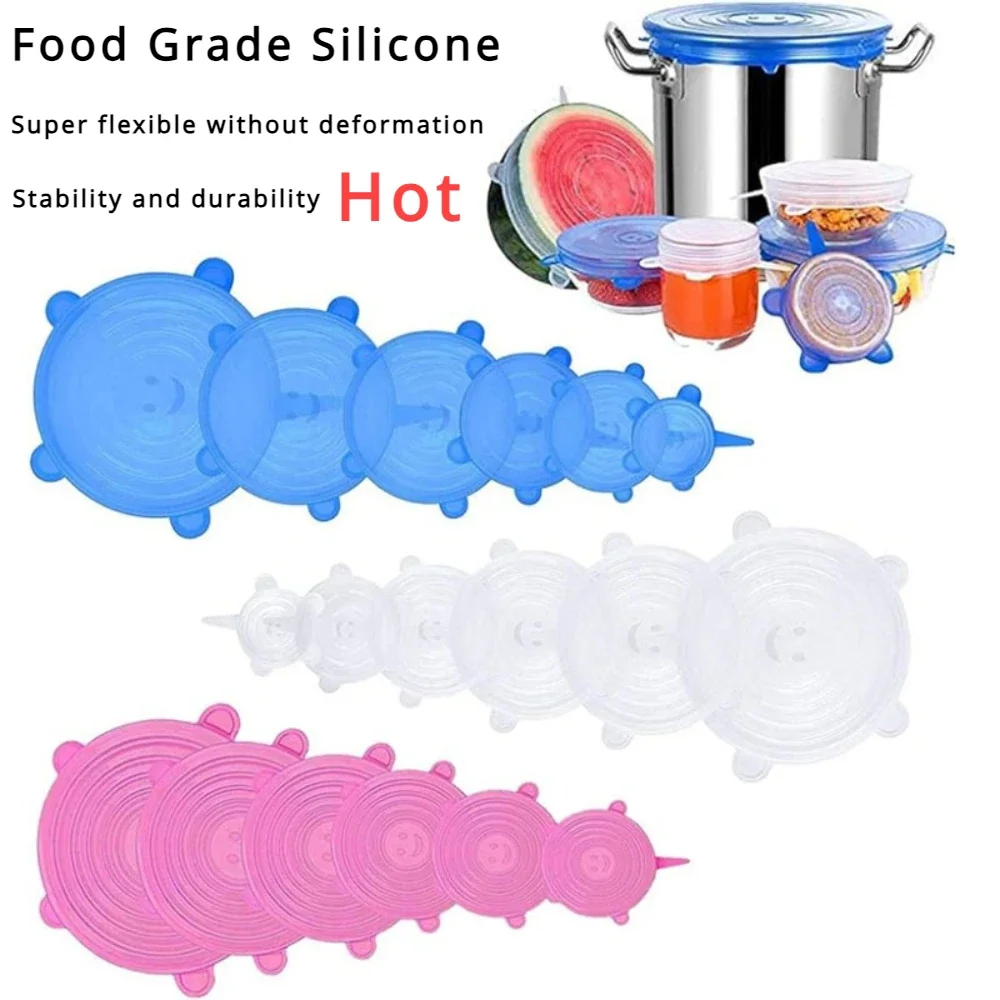 Adaptive Food Cover Adjustable Elastic Silicone Caps Storage For Kitchen Accessories General Refrigerator Dishes Container Home