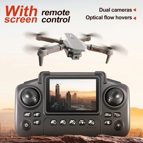 Imagen 2 del producto El más nuevo E88 E99D iluminación controlada por pantalla Mini Drone 4K 2 cámaras flujo óptico Control remoto avión Mavic Air 2