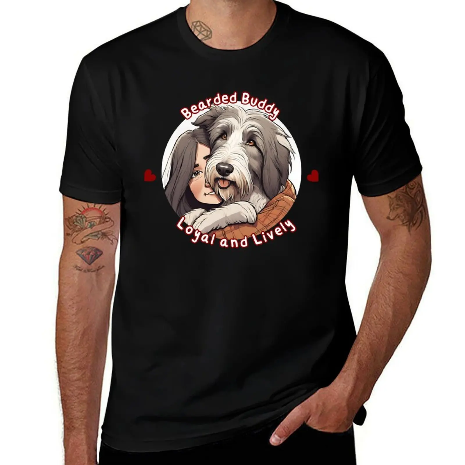 

Girl Hugging Bearded Collie Dog T-Shirt shirts graphic tees anime blue lock t shirts for men pack