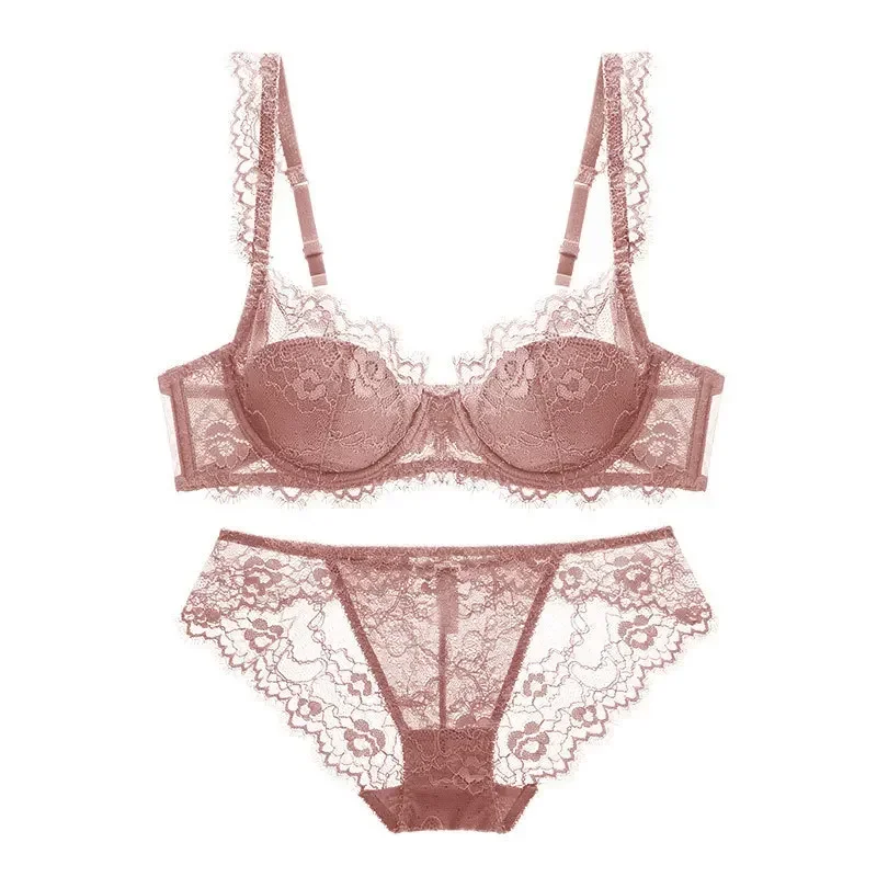 Women Sexy Lingerie Set Elegant Thin Lace Bra Set See Through Brief Sets Soft Underwear Ladies Bra and Panty Set high quality