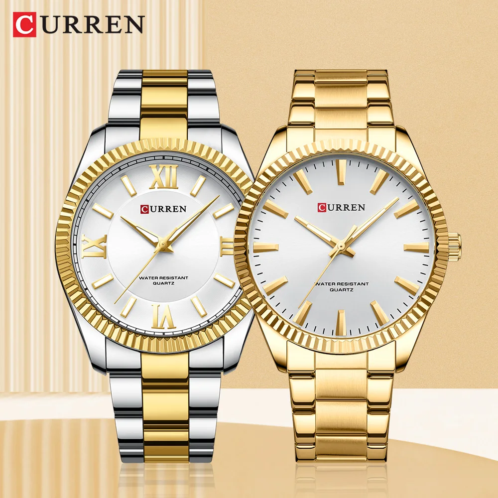 

CURREN NEW Luxury Brand Wristwatches Business Quartz Luminous Hands Watches for Men Stainless Steel Clock