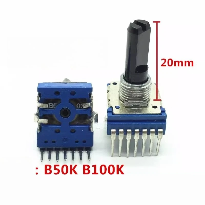 Brand new for RK14 type potentiometer B20K B50K B100K single row 7-pin handle length 20mm 10PCS