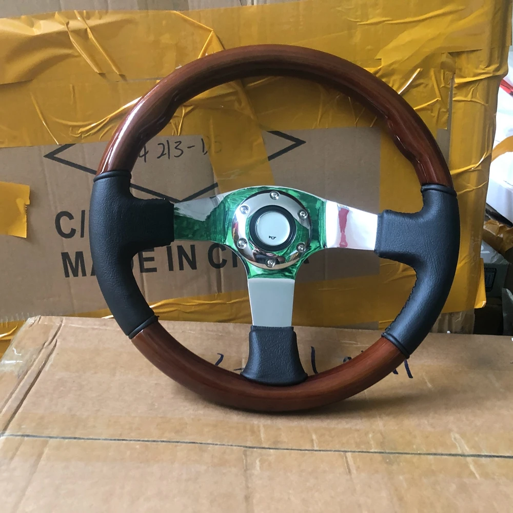 

14Inch Classic Real Wood Nardi Steering Wheel Car Rally Racing JDM Leather Steering Wheel Volantes For VW HONDA TOYOTA Nissan