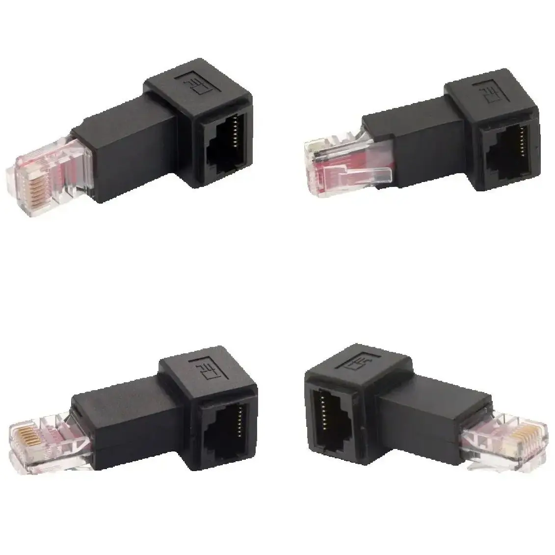 RJ45 Male To Female Converter 90 Degree Extension Adapter for Cat5 Cat6 LAN Ethernet Network Cable Connector Extender