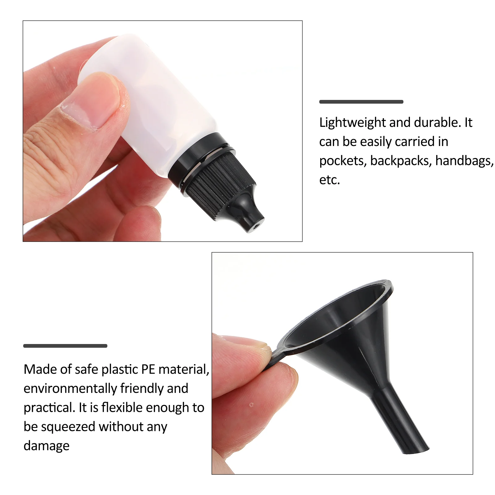 10ml Eye Drop Bottle Plastic Dropper Pigment Packaging Liquid (black Cap) 52pcs Squeezable Bottles with Caps Dropping Small